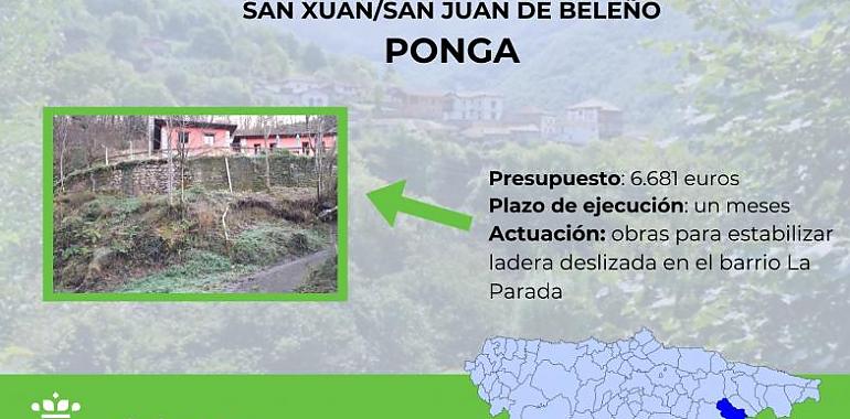 San Xuan/San Juan de Beleño respira tranquilo! Se construye una escollera para frenar el deslizamiento de la ladera en La Parada