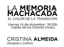 Cristina Almeida en Grado para hablar de "la memoria machacada. El color de la transición"