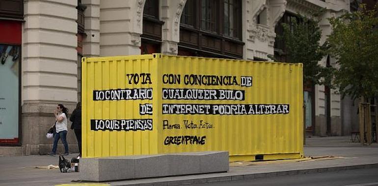 Greenpeace instala un contenedor-denuncia en la Gran Vía de Madrid 