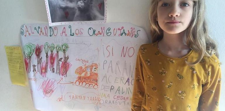 Una pequeña de 7 años de Gijón recauda fondos para salvar a los orangutanes 