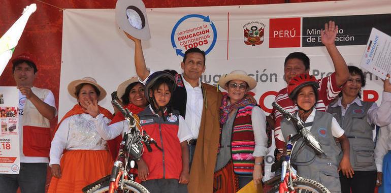 Humala lanza "Rutas Solidarias: bicicletas rurales para llegar a la escuela”, contra el absentismo