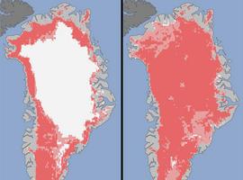 Groenlandia sufre un deshielo sin precedentes, con casi el 97% de la capa superficial