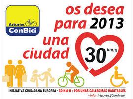 Asturies ConBici recoge firmas para una ley europea para ciudades habitables a 30km/h