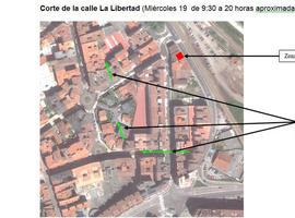 Corte de tráfico en las calles Libertad  y Las Artes por las obras de Llano Ponte