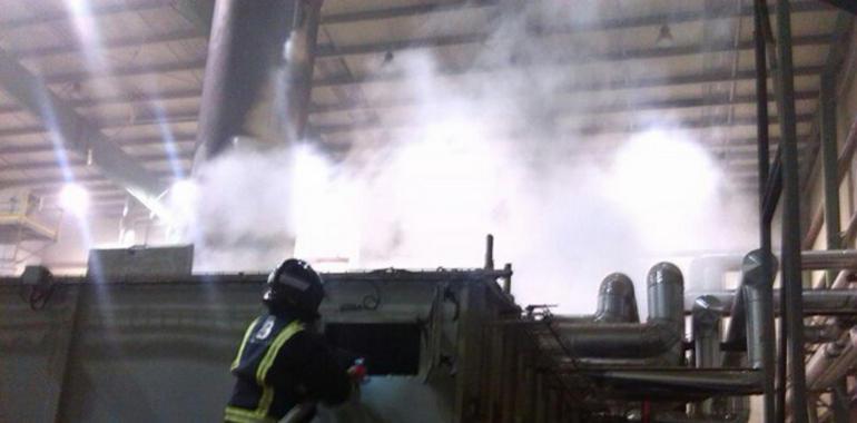 Sofocado incendio en una fábrica de pellets en La Curiscada, Tineo