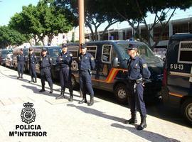 Ocho policías nacionales resultaron heridos en los altercados de la afición del Mérida en Langreo