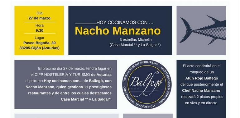 Nacho Manzano y Balfegó en “Hoy Cocinamos con Nacho Manzano” en el CIFP Hostelería y Turismo de Gijón