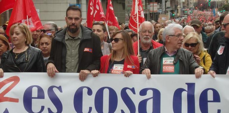 Multitudinaria protesta esta mañana en Gijón para exigir pensiones dignas