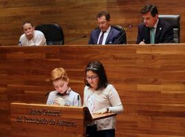 Escolares, políticos y artistas honran al asturiano en el Parlamento