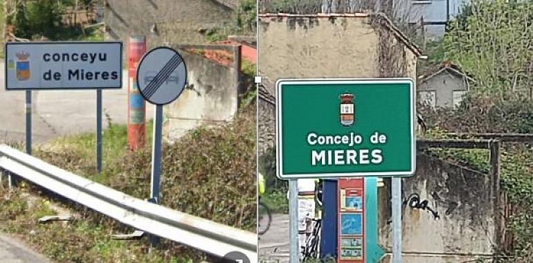 Borran el asturiano de las señales: Indignación por la eliminación de la toponimia oficial en Llangréu y Mieres