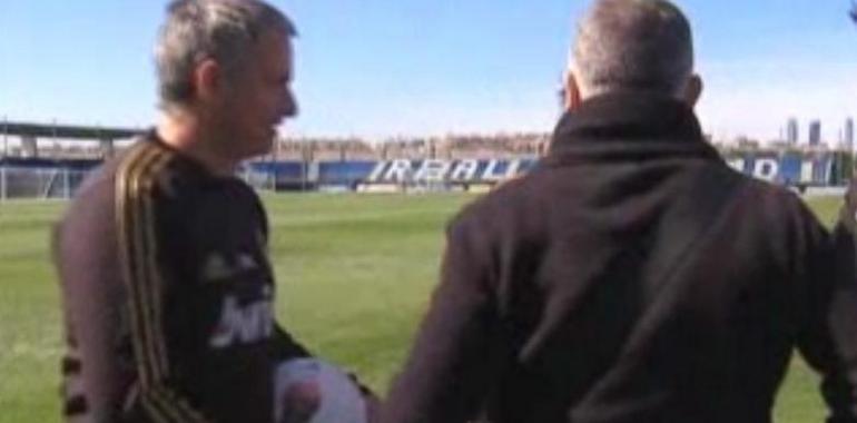 Preciado visitó el entrenamiento del Real Madrid y se reencontró con Mourinho