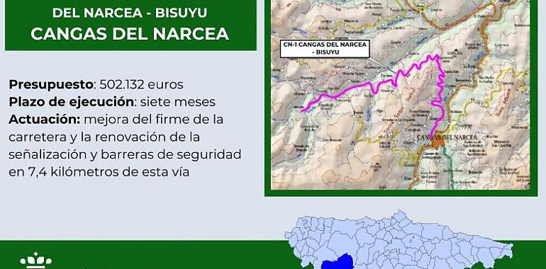 Carretera Cangas del Narcea-Bisuyu: Renovación del firme, señalización y barreras de seguridad por 502.000 euros
