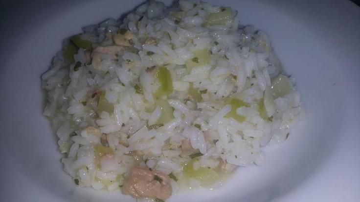 Arroz con calabacin y bonito