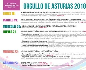 primer Orgullo de Asturias, del Lunes 18 al Sábado 30