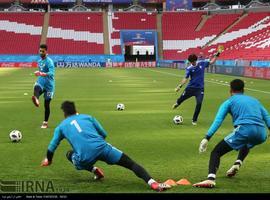 Entrenamiento de las selecciones de Irán y España en Rusia