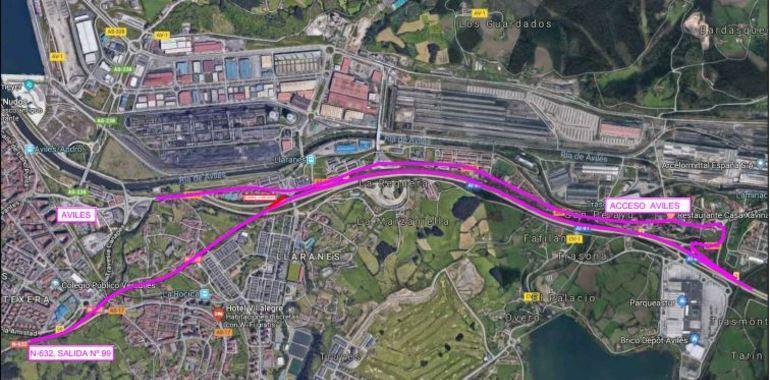 Corte de tráfico en el tramo inicial de la variante de Avilés por obra accesos al PEPA