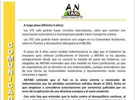 ANTAXI llevará a los tribunales los puntos del real decreto de VTC que no solucionen el conflicto