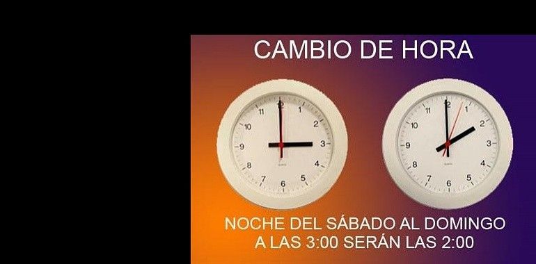 La madrugada del próximo domingo, 28 de octubre, cambio de hora