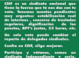 CSIF fue el más votado para la Junta de Personal Funcionario en el Principado 