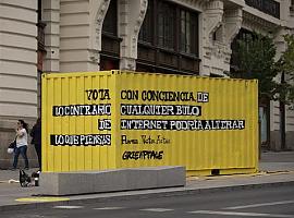 Greenpeace instala un contenedor-denuncia en la Gran Vía de Madrid 