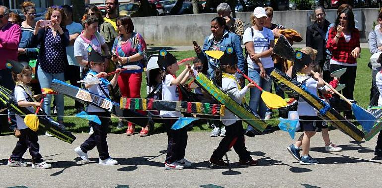 Recreación escolar del Descenso del Sella en Gijón