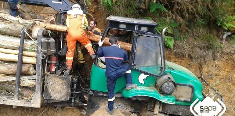 Rescatado un trabajador maderero atrapado por un tronco en Beifar