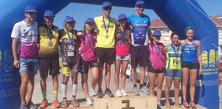 Lucía Vergara y Pablo Ortega campeones de Asturias de Acuatlón 2019