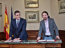 Sánchez e Iglesias anuncian Gobierno "estable y rotundamente progresista”