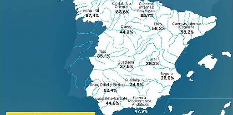 La reserva hidráulica española se encuentra al 43,6 por ciento de su capacidad