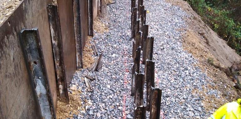 La reparación del argayo de Argayones, en Tudela Veguín finalizará con el año