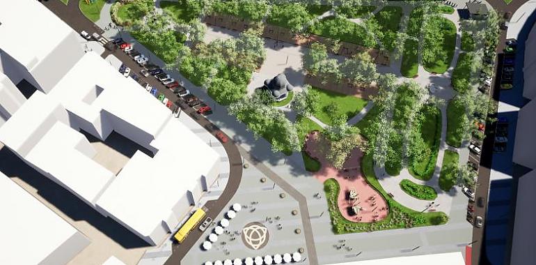 AVILÉS: El parque del Muelle crea un amplio espacio peatonal en la plaza de Pedro Menéndez