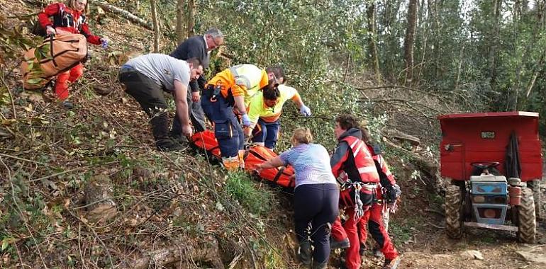 Rescatada una mujer herida en los montes de Tineo