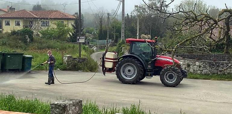 Los ganaderos voluntarios de Llanes realizan la tercera ronda de desinfección en el concejo