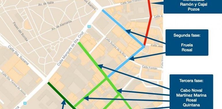Oviedo convertirá en peatonales ocho calles del centro