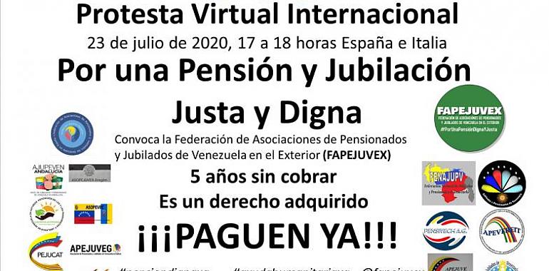 Protesta virtual mundial de pensionados y jubilados de Venezuela en el Exterior