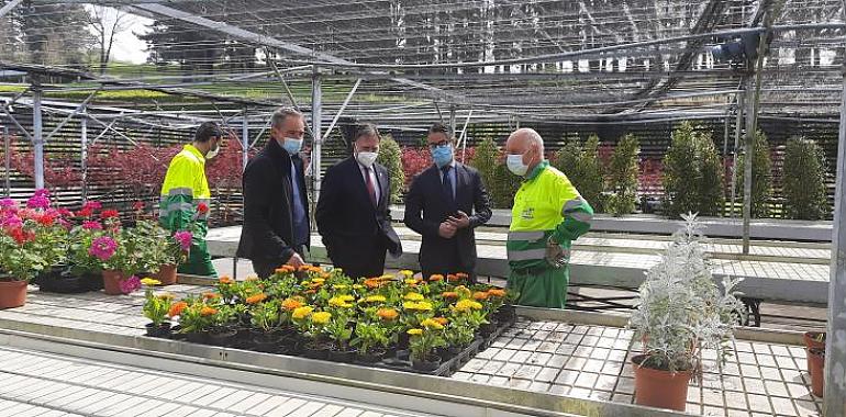 El Alcalde de Oviedo, Alfredo Canteli, visita el vivero municipal del Parque Purificación Tomás