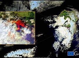 Imagen por satélite del despertar del volcán en La Palma