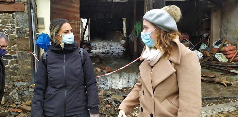 Rita Camblor visita los daños producidos por el temporal en Ponga y en Amieva