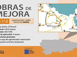 El Principado invierte 500.000 euros en la mejora de la carretera AS-118 entre Veriña y El Perecil