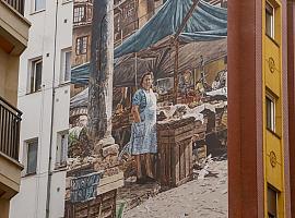 El festival de muralismo contextual ha localizado a la verdulera de El Fontán que protagoniza el mural de la calle Azcárraga de Oviedo