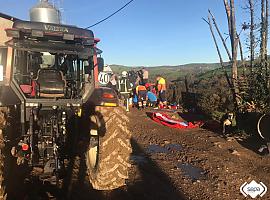 Herido de consideración al volcar su tractor en Tineo en la tarde de ayer