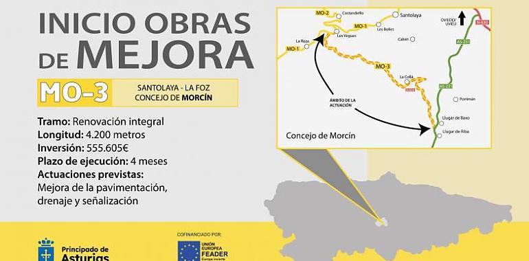 El Principado invierte 550.000 euros en las obras de mejora de la carretera MO-3, en Morcín