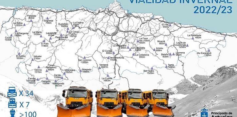 El Principado refuerza el plan de vialidad invernal con 47 vehículos y más de 100 trabajadores