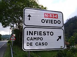 La Xunta pola Defensa de la Llingua Asturiana (XDLA) denuncia que los lletreros nuevos instalaos na N-634 de la que pasa pel conceyu de Piloña nun cumplen cola toponimia oficial dAsturies