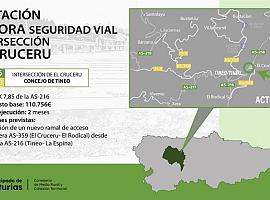 Salen a licitación por 110.000 euros las obras para mejorar la seguridad vial en la intersección de El Cruceru en Tineo