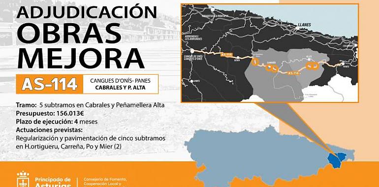Inversión de más de 156.000 euros en la mejora de cinco segmentos de la AS114 en Cabrales y Peñamellera Alta