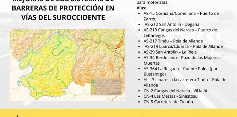 375.000 euros para la instalación y renovación de barreras de seguridad en doce carreteras del suroeste