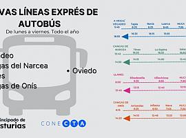 Nuevos servicios de transporte rápido a Oviedo/Uviéu desde Cangues d’Onís/Cangas de Onís, Llanes, A Veiga/Vegadeo y Cangas del Narcea