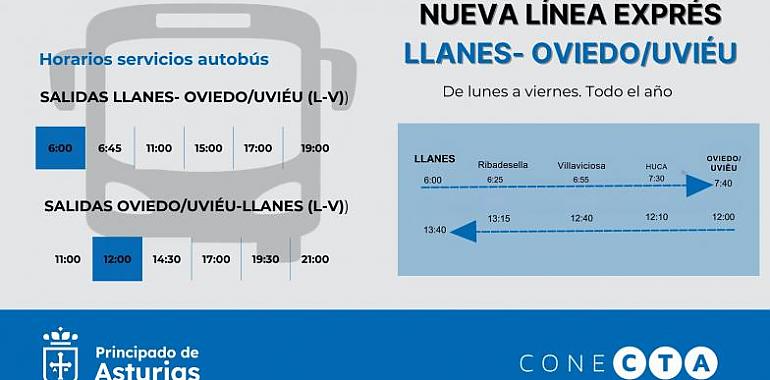 Llanes y Oviedo/Uviéu se conectan a primera hora con un nuevo autobús exprés