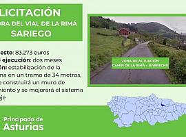 Fomento anuncia importante proyecto de mejora para el Vial de La Rimá en Sariego por 83.200 euros